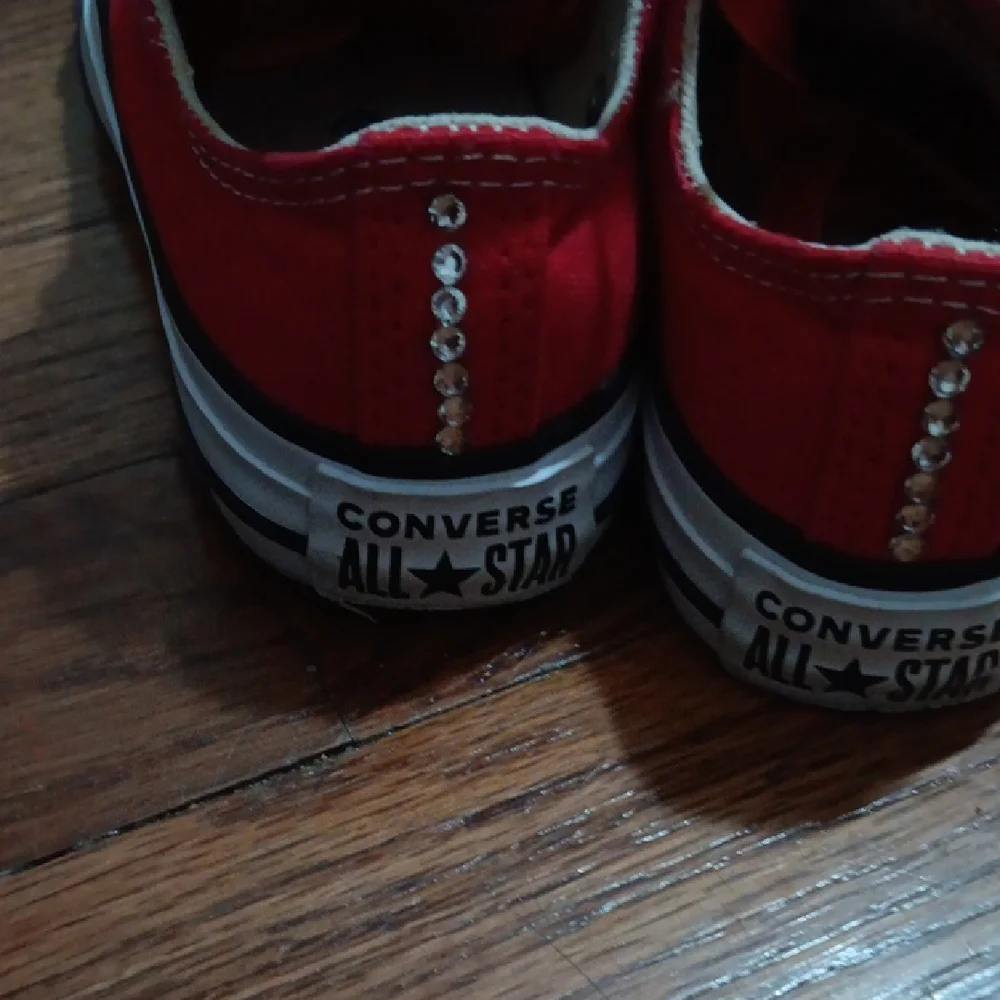 Converse Red All Star Sneakers with Rhinestones